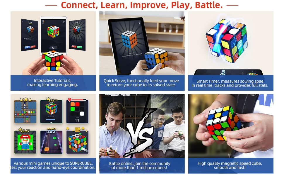 GiiKER Electronic Bluetooth Speed Cube i3s, Real-time Connected STEM Smart Cube 3x3 for All Ages, Companion App Support Online Battle with Cubers Across The Globe, with Exclusive Charger