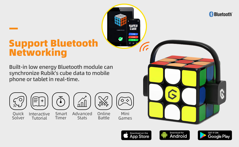 GiiKER Electronic Bluetooth Speed Cube i3s, Real-time Connected STEM Smart Cube 3x3 for All Ages, Companion App Support Online Battle with Cubers Across The Globe, with Exclusive Charger